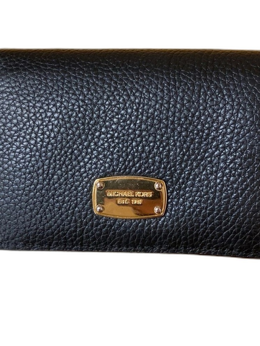 Michael Kors Black Leather Wallet with Gold Plate